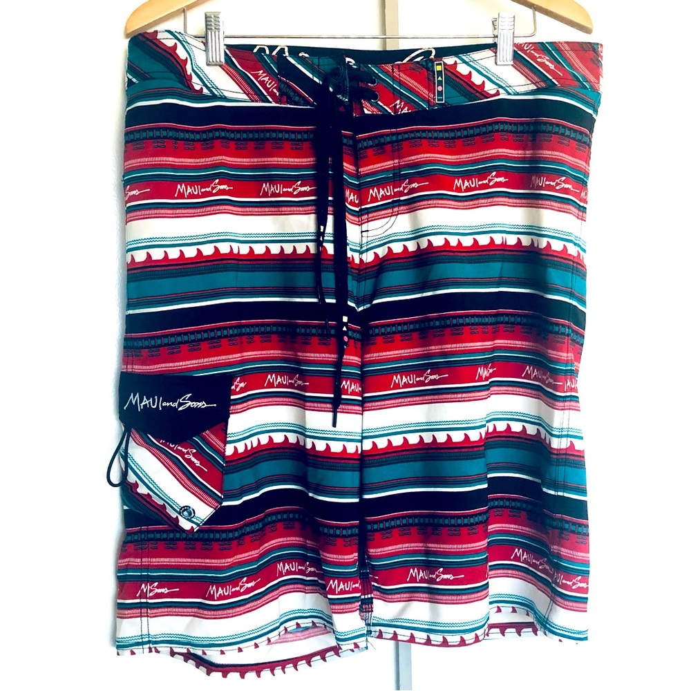 Maui And Sons Black Shark Swim Trunks